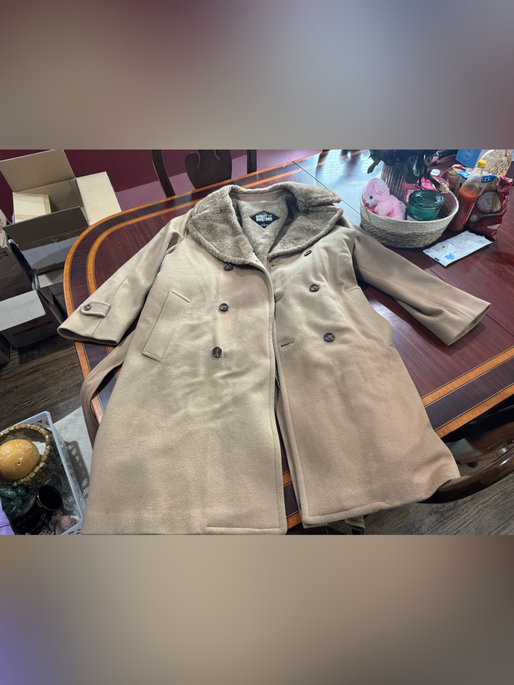 Men’s Great Western Camel Coat with Faux Fur Collar